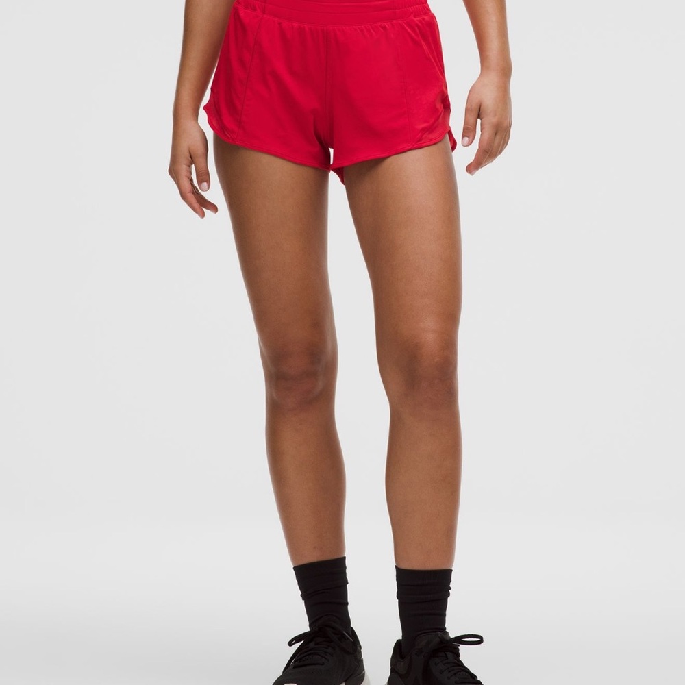 Lululemon hotty hot shorts 4 inch red cut out liner